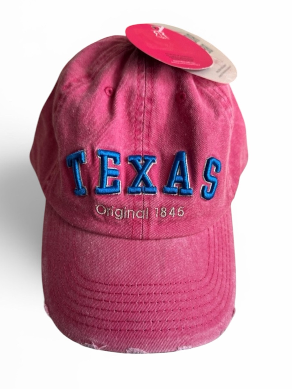 Robin Ruth Women’s Pink Distressed Blue Texas Original Cotton Baseball Cap